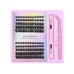 Daily Beauty 40D & 50D Fluffy Voluminous Eyelash Set Including Bond & Seal Lash Glue and Tweezers