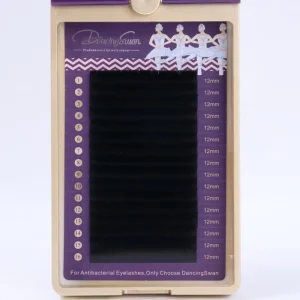 DancingSwan Private Label 0.10 Matte Black Flat Lashes Extensions Ellipse Flat Soft Classic Lash Extensions Trays