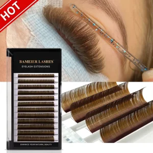 Dark Brown 0.3 Lash Extension Easy Fan 0.12 J B C D M CUrl Brown Vegan Matte Eyelash Extensions