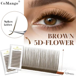 Dark Brown 5D Fairy Spike Lash Extensions LC/LD/LU(M) Curl 0.07mm Fast Fan Professional Brown 5D Flower Lashes