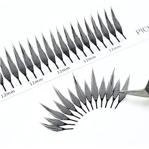 Dark Brown Laser Printed Pyramid Spikes Fans CC Curl Anime Chunky Spikes Eyelash Extensions for Bold Spiky Lash Looks