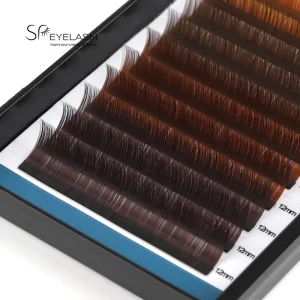 Dark Brown Volume Lashes Silk Matte Brown C D Curl 7mm 18mm Colorful Individual Easy Fan Eyelash Extensions