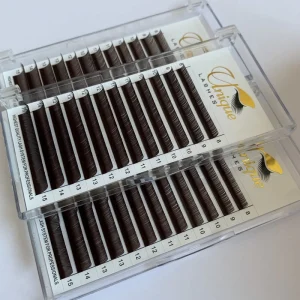 Dark Chocolate Brown Soft Korean PBT Vegan Cruelty Free Handmade Mega Volume Lashes Extensions 0.03 0.05 0.07