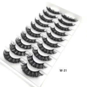 Deep Wave Lashes 3D Strip Lashes Plastic Cotton Band Eyelash Tray 1 with White and Gold Box