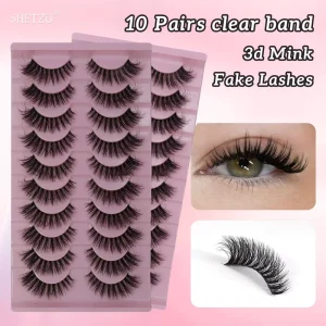 Dense Full Strip False Eyelashes Fox Eye Cat Eye European Style Faux Mink 3D Lashes for Stage Makeup