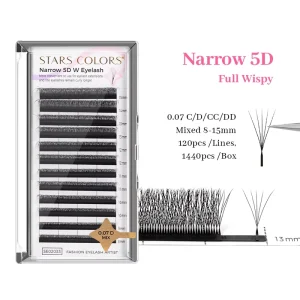 Dense Narrow W Shape Eyelash Extensions Small Spacing 2D 3D 4D 5D Clover Premade Fans 0.07 CC D DD Curl Matte Black Flat Root