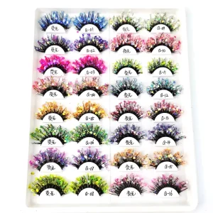 Diamond Christmas Halloween Lashes Fluorescent Sequins Eyelashes Colored Luminous Lashes Glow in the Dark