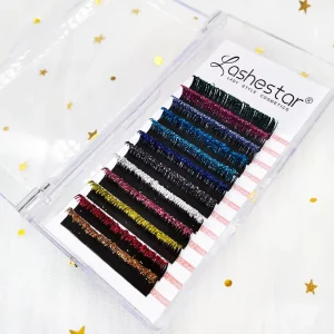 Diamond Shiny Crystal Individual Glitter Eyelashes Color Glitter Lashes Extension Trays Supplies
