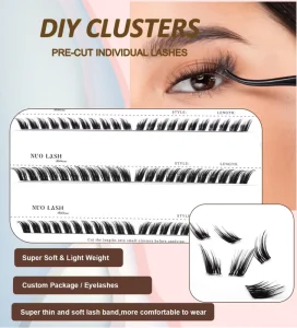 Diy Cluster Lashes Private Label Individual C D Curl Fox Cat Eye Eyelash Kit Handmade 3D Design Natural PTB Material