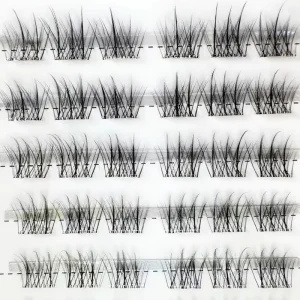 DlY Self Adhesive Lashes Pre glued Self Adhesive Press on Lash Segment Strip Eyelashes Natural Colour