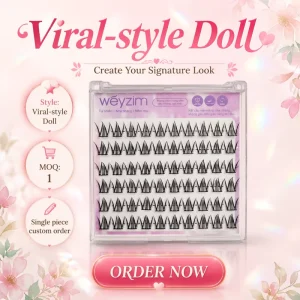 Doll Lashes Handmade Synthetic Hair False Eyelashes 0.07mm Cluster No Glue 6 Rows Sharp Base Customizable Packaging