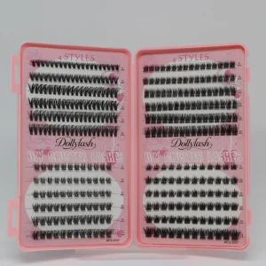 Dollylash DIY Cluster Lashes 4 Styles 9 14mm Mix Length Individual Eyelash Extensions Lightweight Soft Natural Look False Lashes