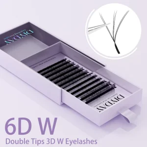 Double 3D W Shaped Lashes PBT Material 0.07mm Thickness C D Curl 12 Rows Per Case Eyelash Extensions