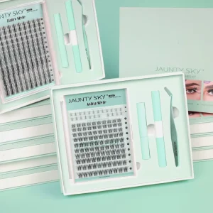 Double-Layer Korean PBT DIY Eyelash Cluster Kit Pre-Cut Segments For Salon Use