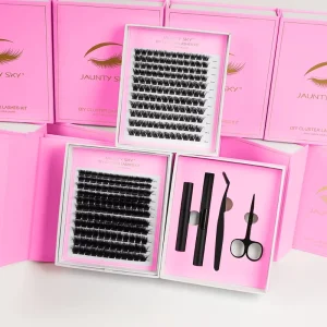 Double Layer Segment Eyelash DIY Extension Kit with Bond and Seal C D Curl Pre-Cut Clusters