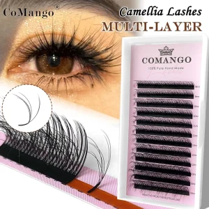 Double layer 3D Effect Camellia Eyelash Extensions LC LD Mix Tray Fluffy Auto Volume Fans Wispy Medusa Lashes Supplier