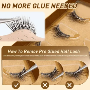 Dramatic 25mm Russian Volume Wispy Lashes Vegan Synthetic Invisible Band C/D for Natural Black Glow Dark Eye Strip Eyelashes