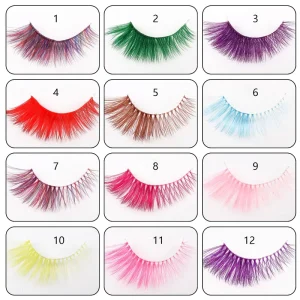 Dramatic Colored Eyelashes Faux Mink Full Strip Lashes Party Colorful False Lashes