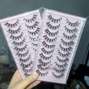 Dramatic Faux Mink Eyelashes 10 Pairs Tray Fluffy Full Strip Eyelashes 3D Faux Cils Mink Eye Lashes