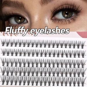 Dramatic Full Thick False Eyelashes with CC Curl Natural Look Fluffy Wispy Eyelash Fans Soft Fake Eye Makeup