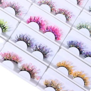 Dramatic Glitter Colored Lashes Empty Lash Boxes Luminous Russian Volume Glow Dark Synthetic Hair Black