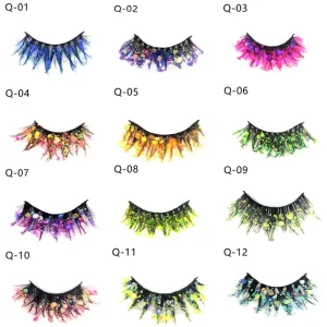 Dramatic Glitter Sequins Colored False Eyelashes Strip Eyelashes Mink Lashes