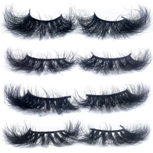 Dramatic Long Mink Eyelashes 25mm Fluffy Customized Mink Lashes with Box