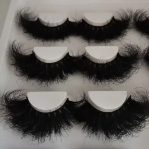 Dramatic Long Thick Full Fluffy 25mm Mink Strip Lashes 8D Reusable Eyelashes Private Label Mink Lashes
