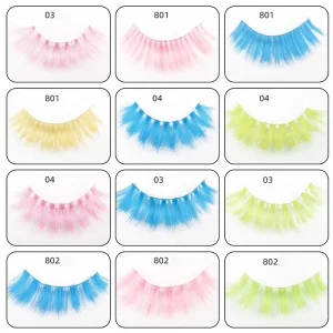 Dramatic Party Colorful Full Strip Eyelashes Faux Mink Color Eyelashes Colored Curly Lashes