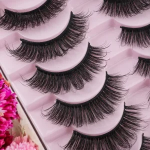 Dramatic Style with Custom Package Cat Eye Gloss 10 Pair Set Handmade Fluffy Natural Faux Mink Fur False Eyelashes