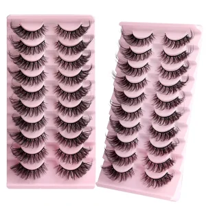 Dramatic Tapered Faux Mink Eyelashes 10 Pairs Natural Messy Look