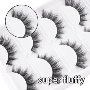 Dramatic Thick Fluffy Faux Mink Eyelashes Wispy Volume Cat Eye Strip Lashes White Tray Viral Party Lashes