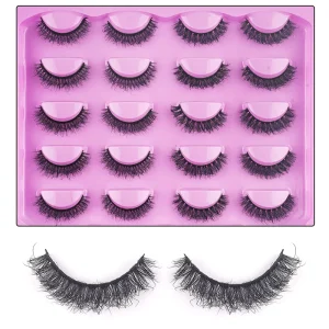 Dramatic Thick Volume Wispy Mink Strip Lashes Pink Plastic Tray Fluffy False Eyelashes for Women Cosmetic