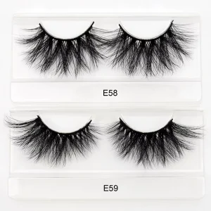 E58 59 100% Handmade 20-25 mm Full 3D False Mink Eyelash Dramatic 5D Real Mink Fur Eyelashes Vendor