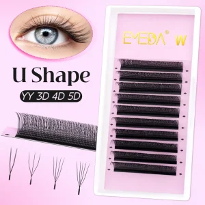 EMEDA 0.07 Cilia U Shaped YY Lashes Volume 3D 4D 5D U W Lash Extensions Trays Mesh Cilios Hand woven Clover Eyelash