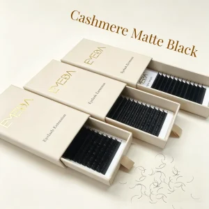 EMEDA Matte Black Individual Silk Eyelash Extensions Velvet Mink Lash Trays Cashmere Volume Lash Extensions Supplies