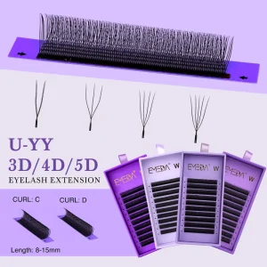 EMEDA Private Label Natural Look 3D 4D 5D U Shaped YY Lashes Volume Cilios W Premade Eyelash Fans Weave Clover Lash Extension