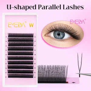 EMEDA U Shape YY Parallel Flower Cross Lashes Double Tips Premade Lash Fan 3D 4D 5D Volume Cilios U W Eyelash Extension Trays