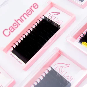 ESSI LASH Private Label Easy to Make Fan Cashmere Matte Black Volume Lash Trays Individual Soft Eye Lashes Extensions