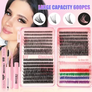 EYELASH 600Pcs Color Segmented Cluster Lashes Kits 20D 30D 50D Colorful Individual DIY Lashes Cluster Professional DIY TZ040