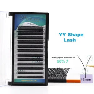 EYELASH Custom Double Tips YY Shape Eyelash Cilios 0.05mm 0.07mm 8 15mm Natural Soft C D Curl YY Lashes Extension Supplier