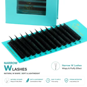 EYELASH Natural Narrow W Shape Lashes Premade Volume Fans 3D 4D 5D 0.05 0.07mm C CC D Curl W Clover YY Bloom Lash Extensions