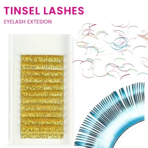 Easy Fan Lashes Daily Wear Mixed Length Tinsel Lashes Durable and Colorful Design Metallic Lashes