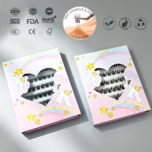 Ecological Fiber Custom Logo Press Lashes Clusters Latex free Non toxic Pre Glued Waterproof Reusable 3D Effect Eyelashes 7 15