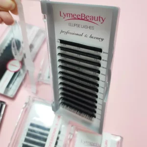 Ellipse Eyelashes Matte Flat Individual Eyelash Extension CC C DD L J 0.03 0.05 0.07 0.10MM Natural Black 8 25MM
