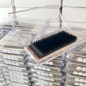 Ellipse Flat Eye Lash Extension Curl Flat Individual False Eyelashes & Tools Transparent Box with Clear Tray 0.15 0.20