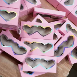 Empty Cardboard Valentine Lash Boxes Customized Lash Packaging Heart Shape Boxes Pink Boxes