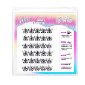 Environmentally Friendly Fiber Reusable 5D Baby Bending Lazy Person Glue Free Customizable 12 Rows Semi Hand Made Eyelashes