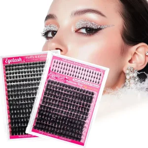 Europe Lower Lashes +100D for Voluminous 16 Row DIY Single Cluster Luxurious Blooming D Curl Thick False Eyelashes