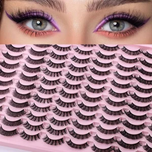 Europe United States Cross Border 48 Pairs Large Capacity Full Strip Eyelashes Russian DD Curling Thick Eyelashes